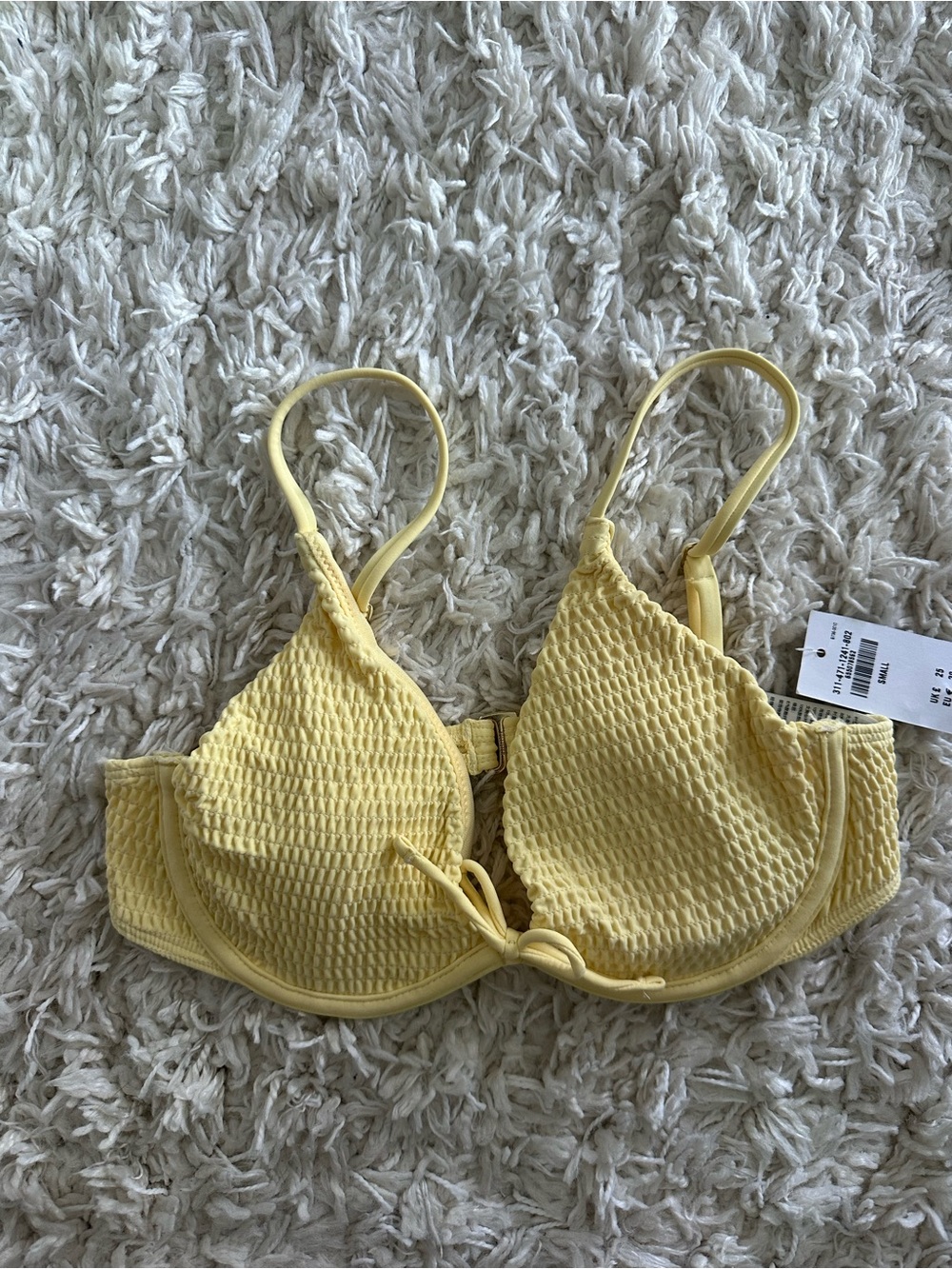 Hollister Yellow Stitched Trim Underwire Bikini Top Medium